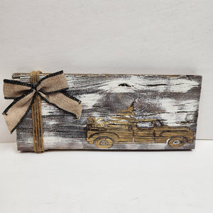 Rustic Barnwood Christmas Truck Silhouette Sign