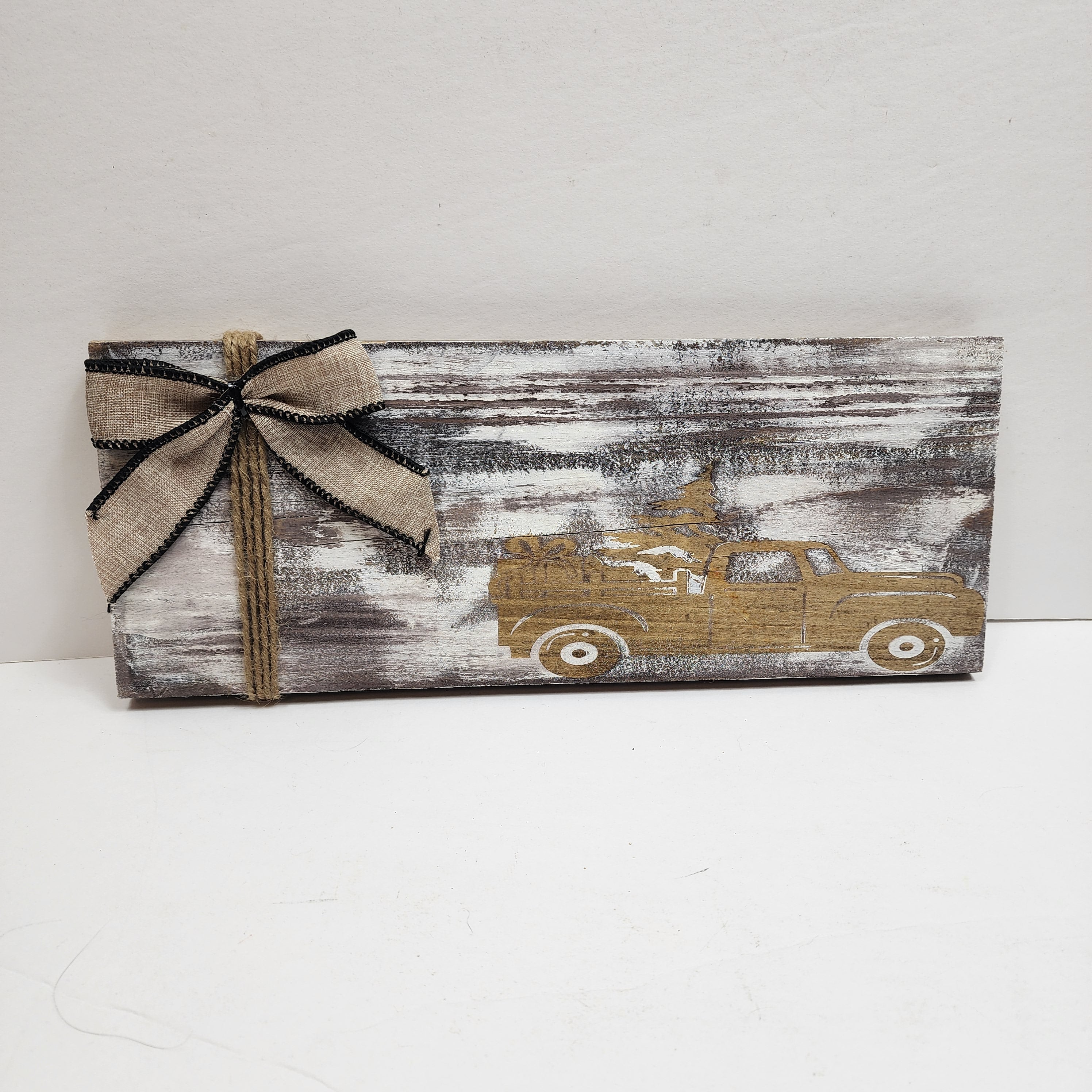 Rustic Barnwood Christmas Truck Silhouette Sign