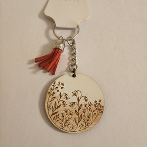 208- Wildflower Wooden Keychain