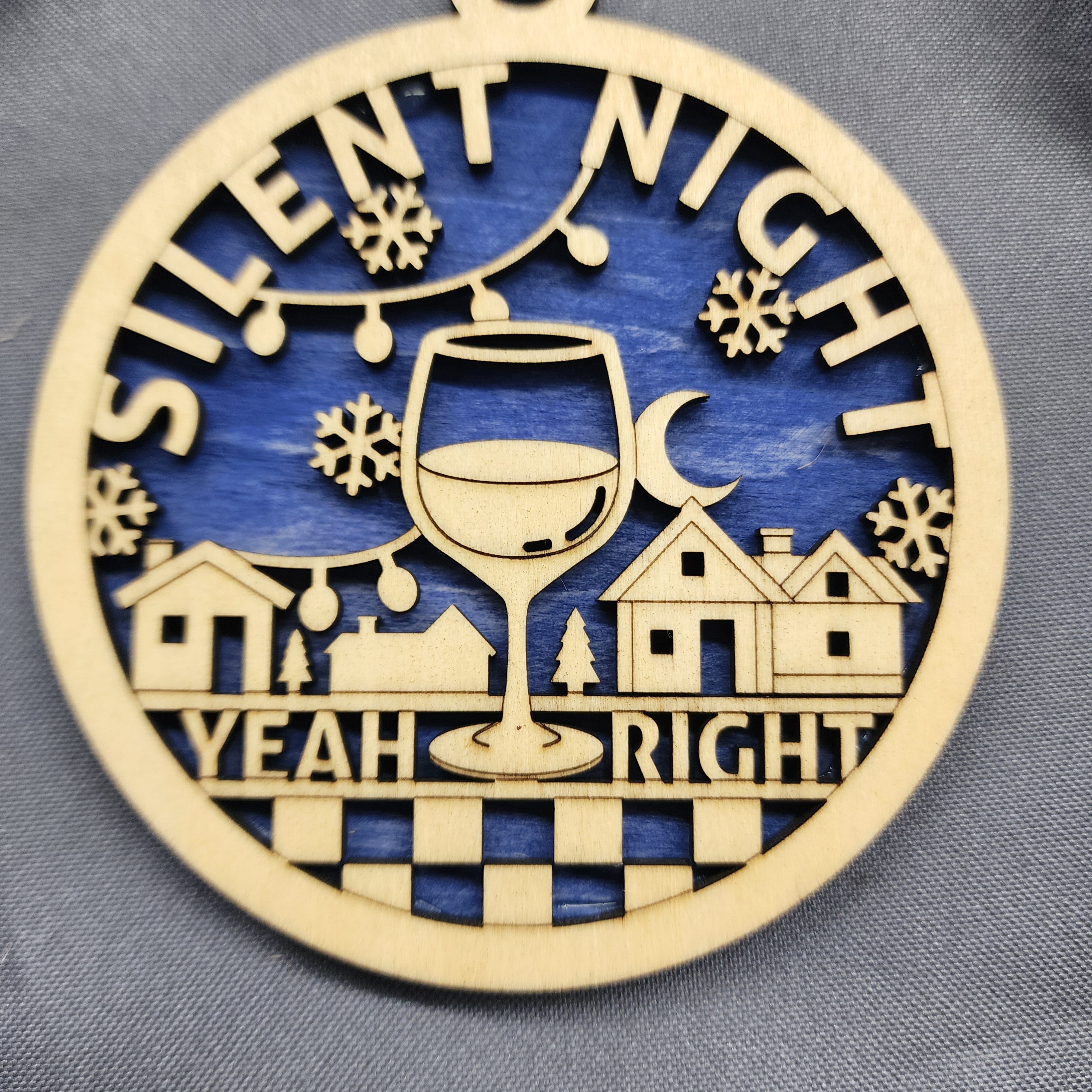 529 - Wooden Silent Night Humor Ornament