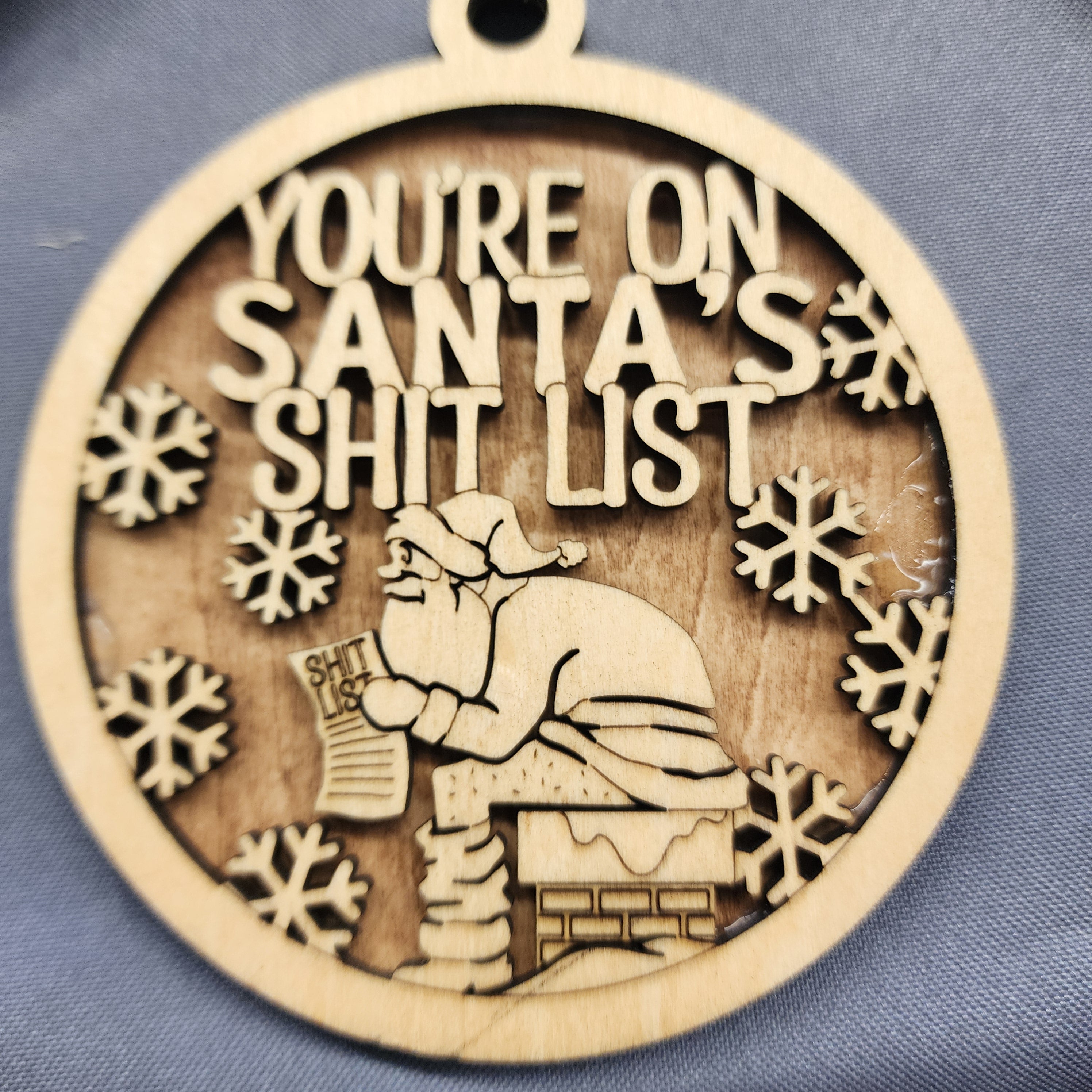 559 - Wooden Santa's List Humor Ornament