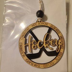 563 - Wooden Hockey Layered Ornament