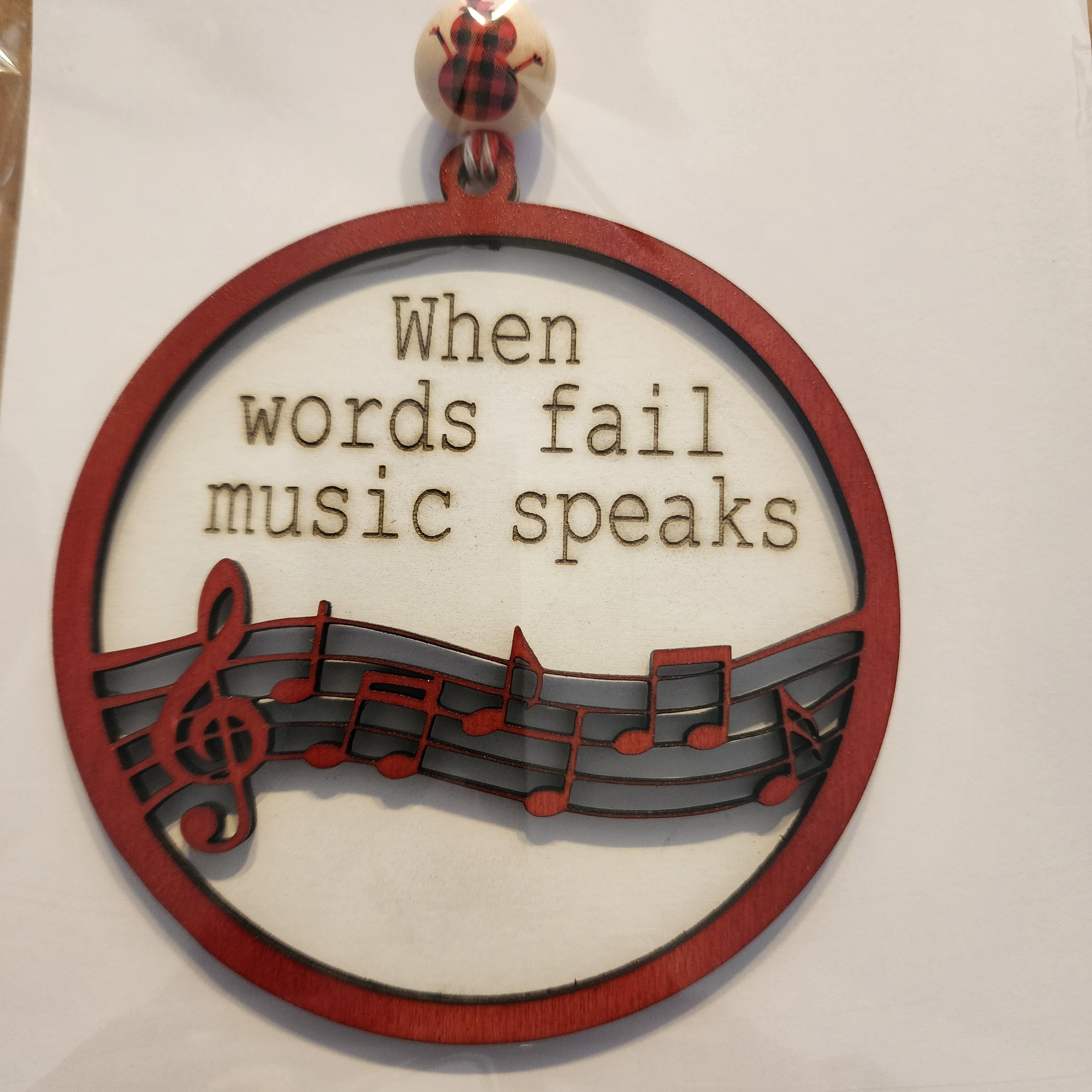 571- When Words Fail Music Speaks Wooden Layered Ornament