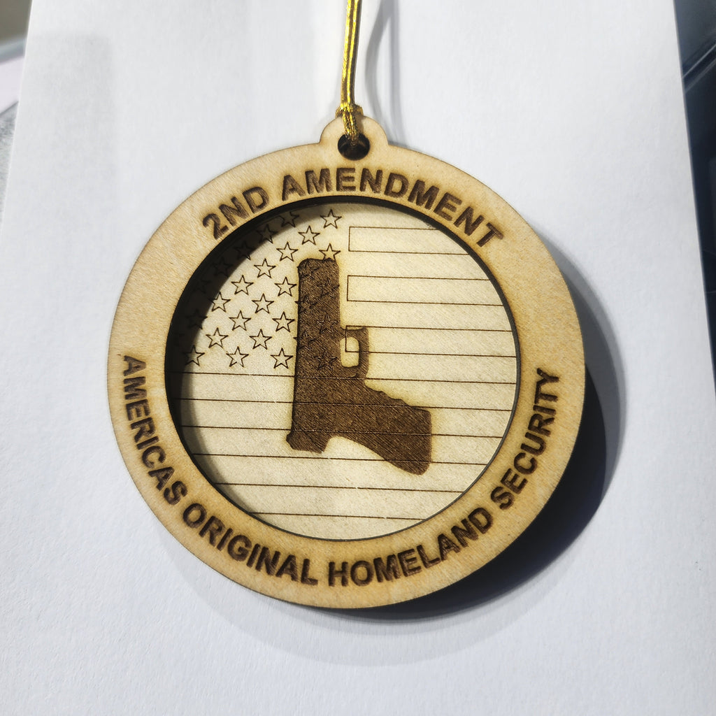 500 - Wooden Layered 2nd Amendment Ornament