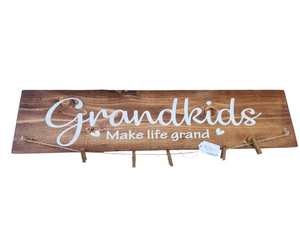 Grandkids ♡ Make Life Grand ♡ Hanging Photo Sign