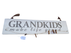 Grandkids Make Life Grand Hanging Photo Sign