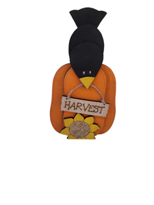 Harvest Pumpkin & Crow Wooden Shelf Sitter