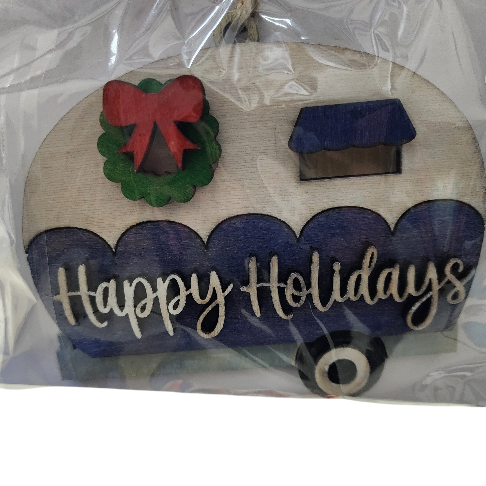 514- Happy Holidays Camper Layered Ornament