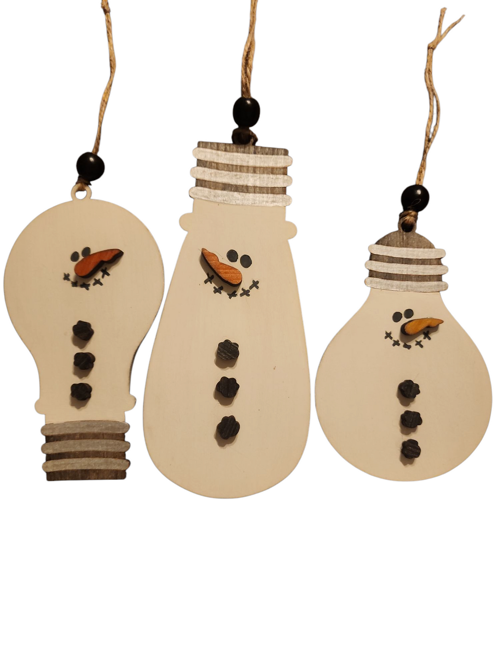 515 - Wooden Lightbulb Snowman