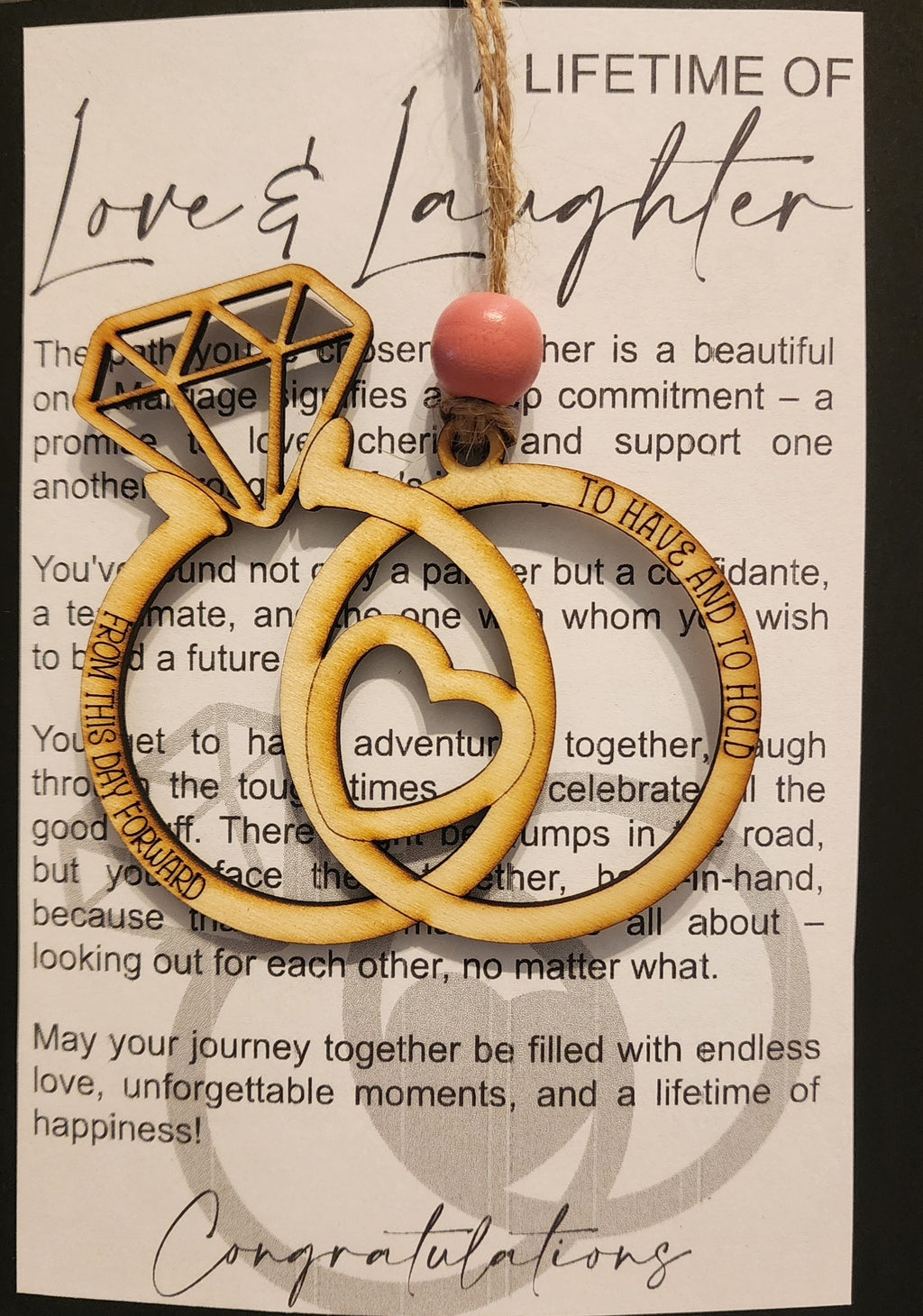 547 - Lifetime of Love & Laughter Marriage Wooden Story Card Ornament