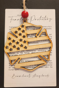 561 - Wooden "Our Fearless Protectors" Firefighter Story Ornament