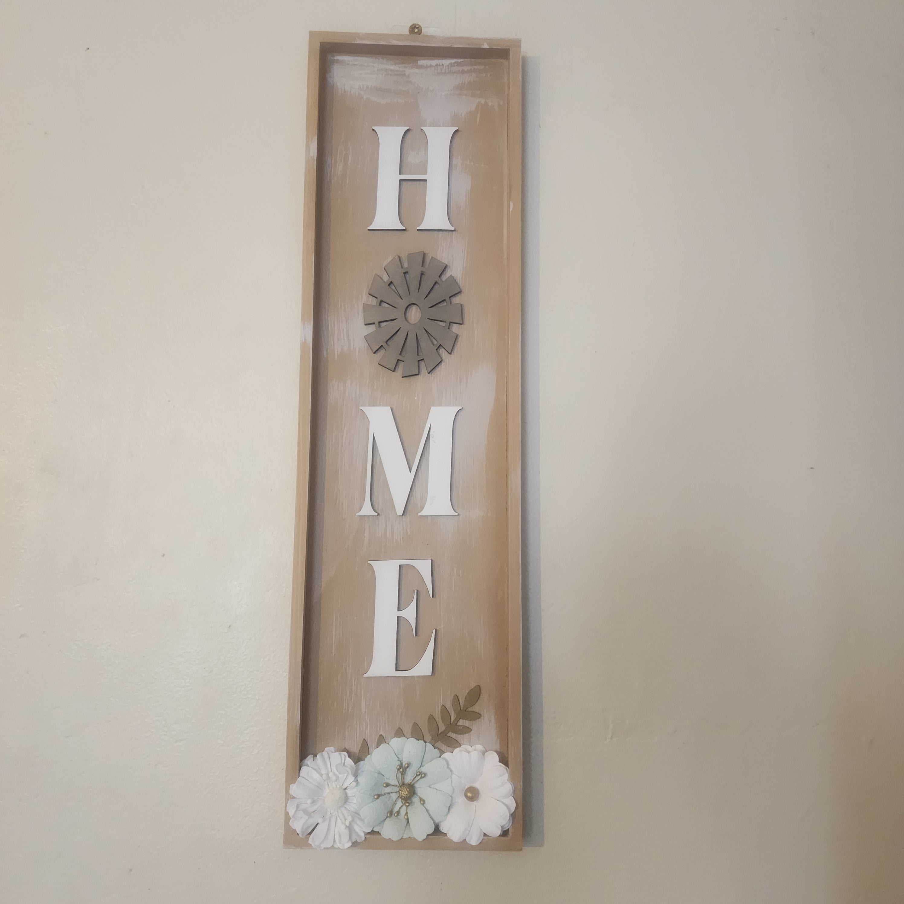 Wooden "Home" Windmill Floral Sign