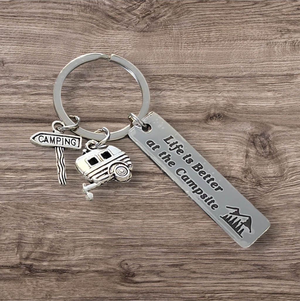 101- Life is Better at the Campsite Stainless Steel Keychain