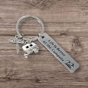 101- Life is Better at the Campsite Stainless Steel Keychain
