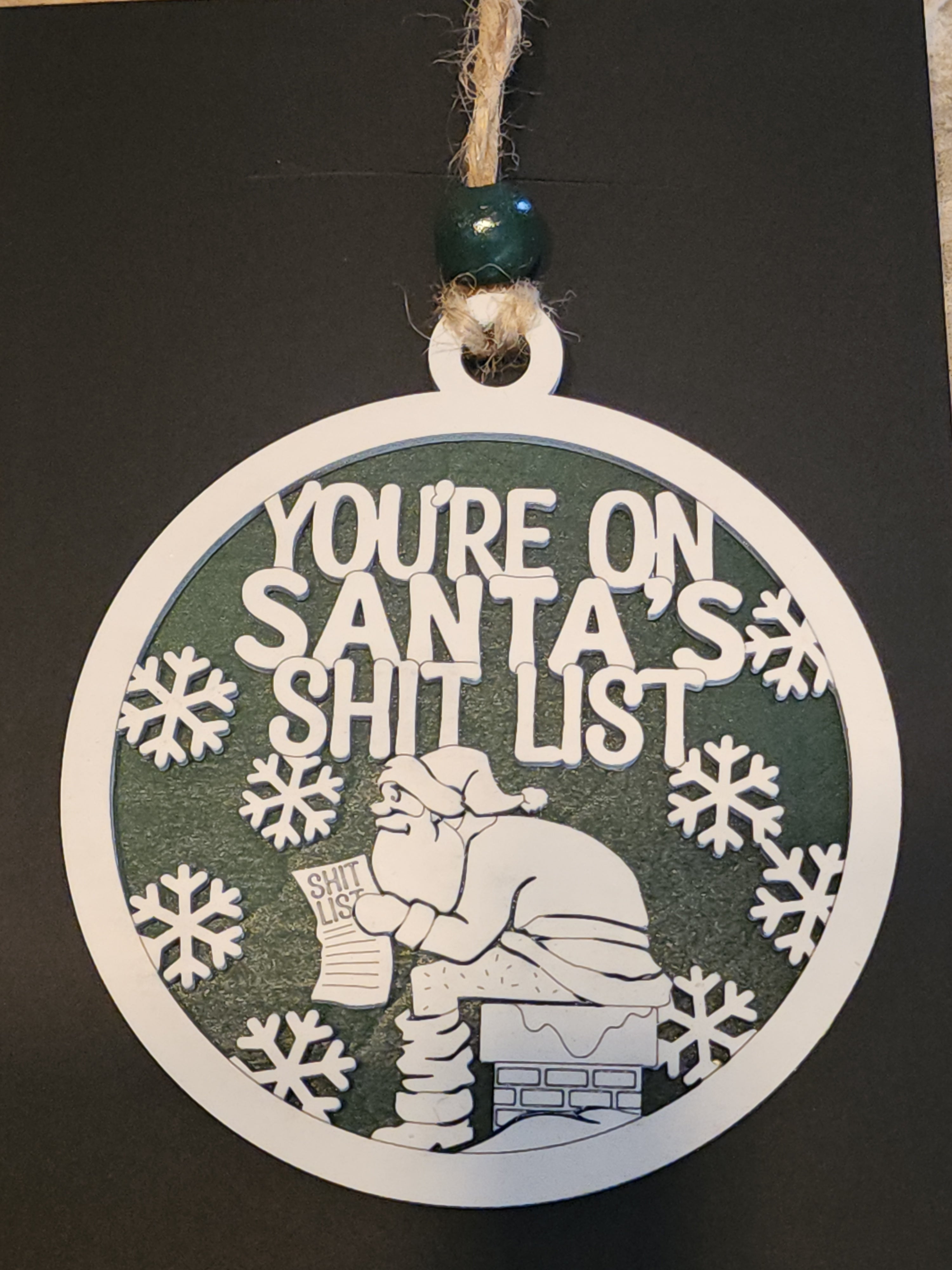 559 - Wooden Santa's List Humor Ornament