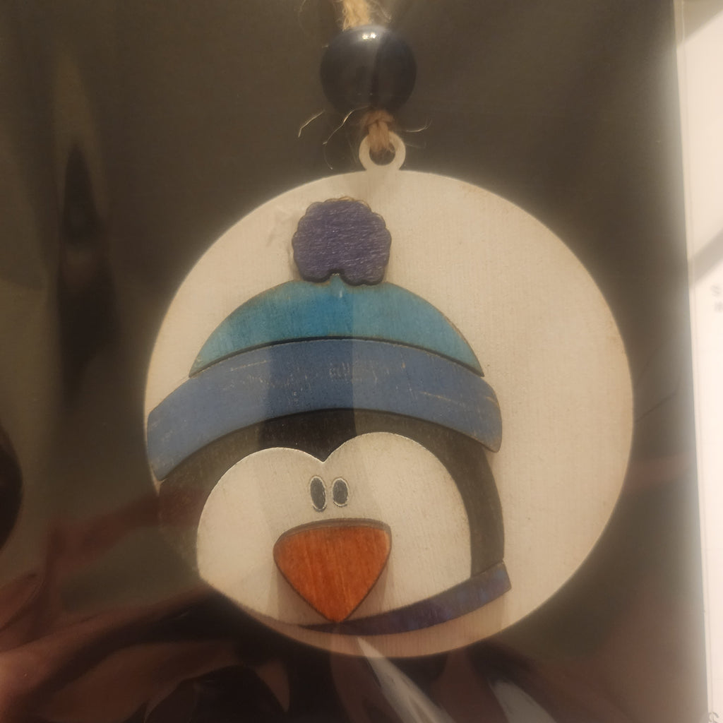 537 - Wooden Layered Penguin Ornament