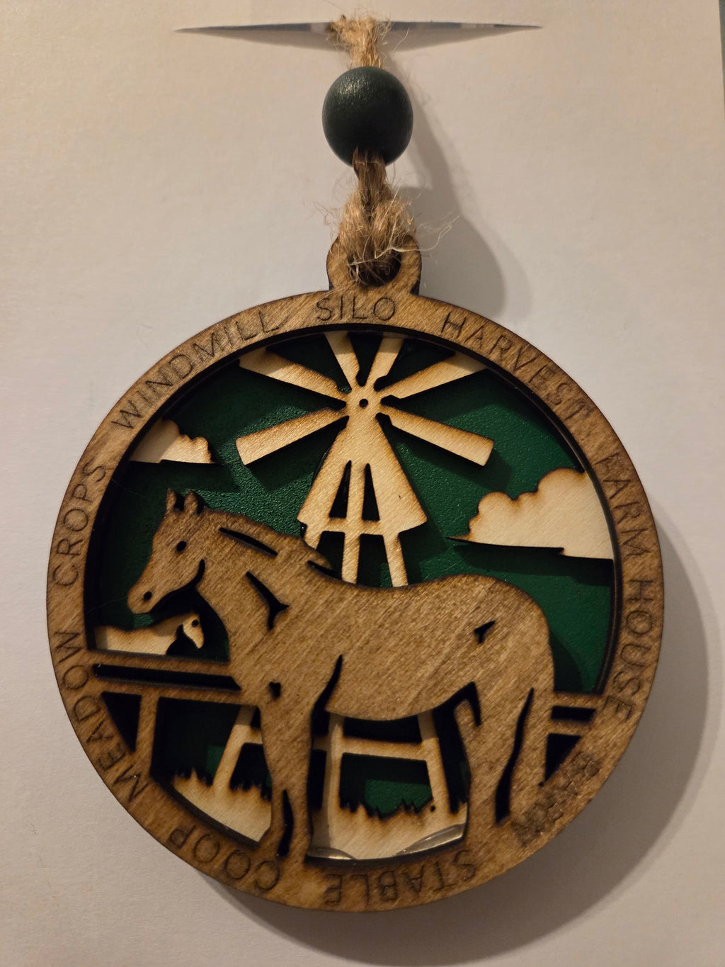 577 - Horse Farm 3 Layer Wooden Ornament