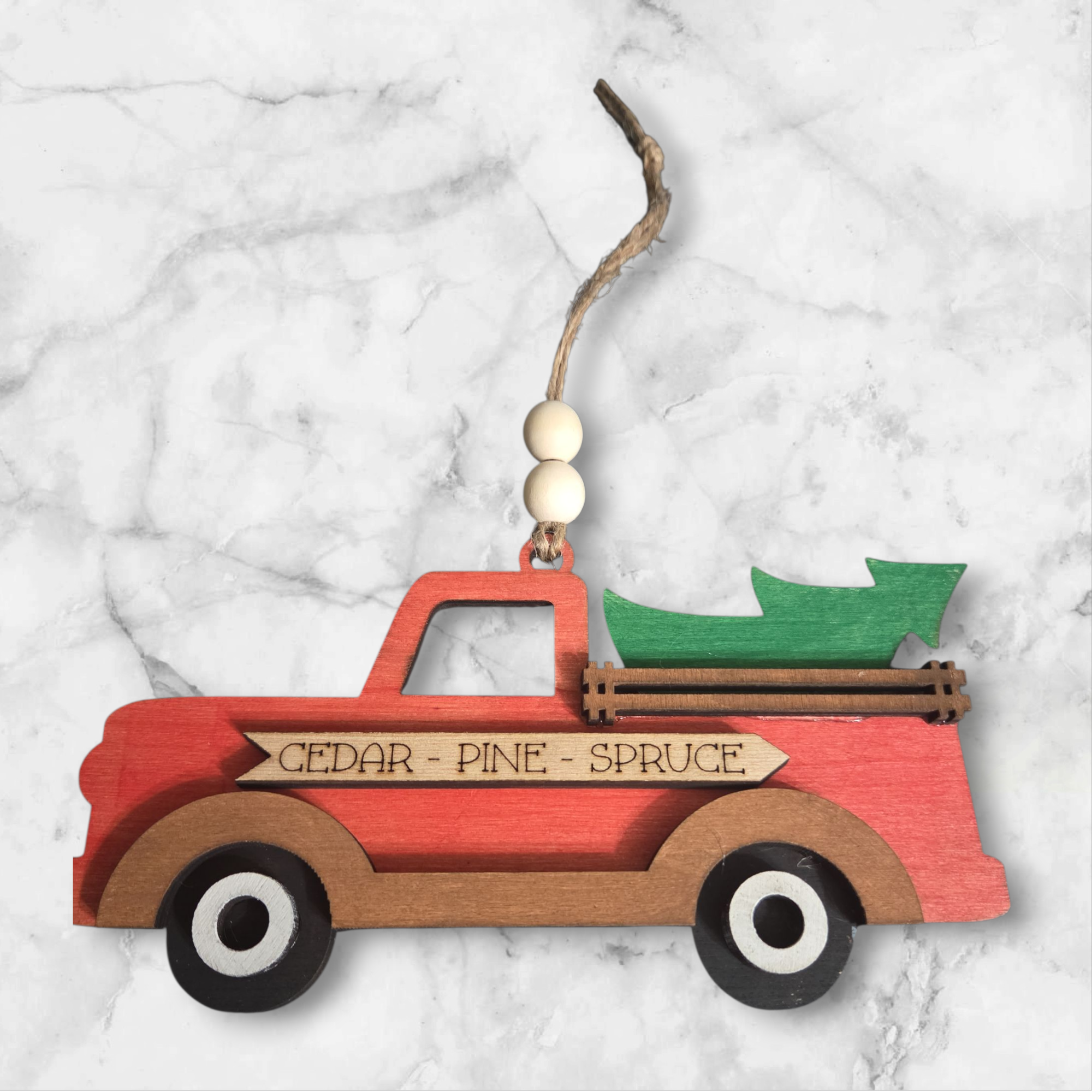 524 - Red Truck Christmas Tree Ornament