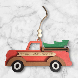 524 - Red Truck Christmas Tree Ornament