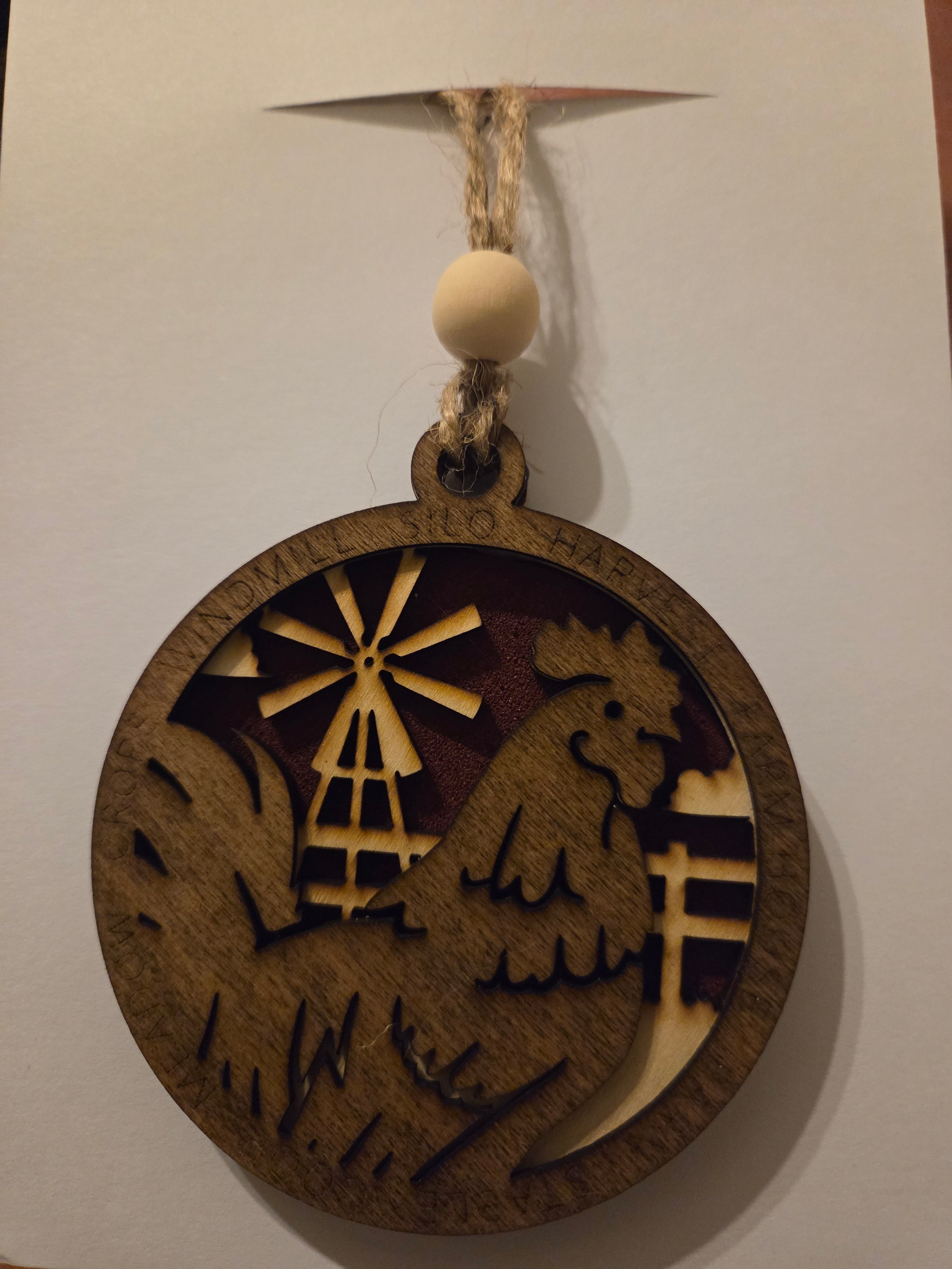 585- Rooster Farm 3 Layer Wooden Ornament