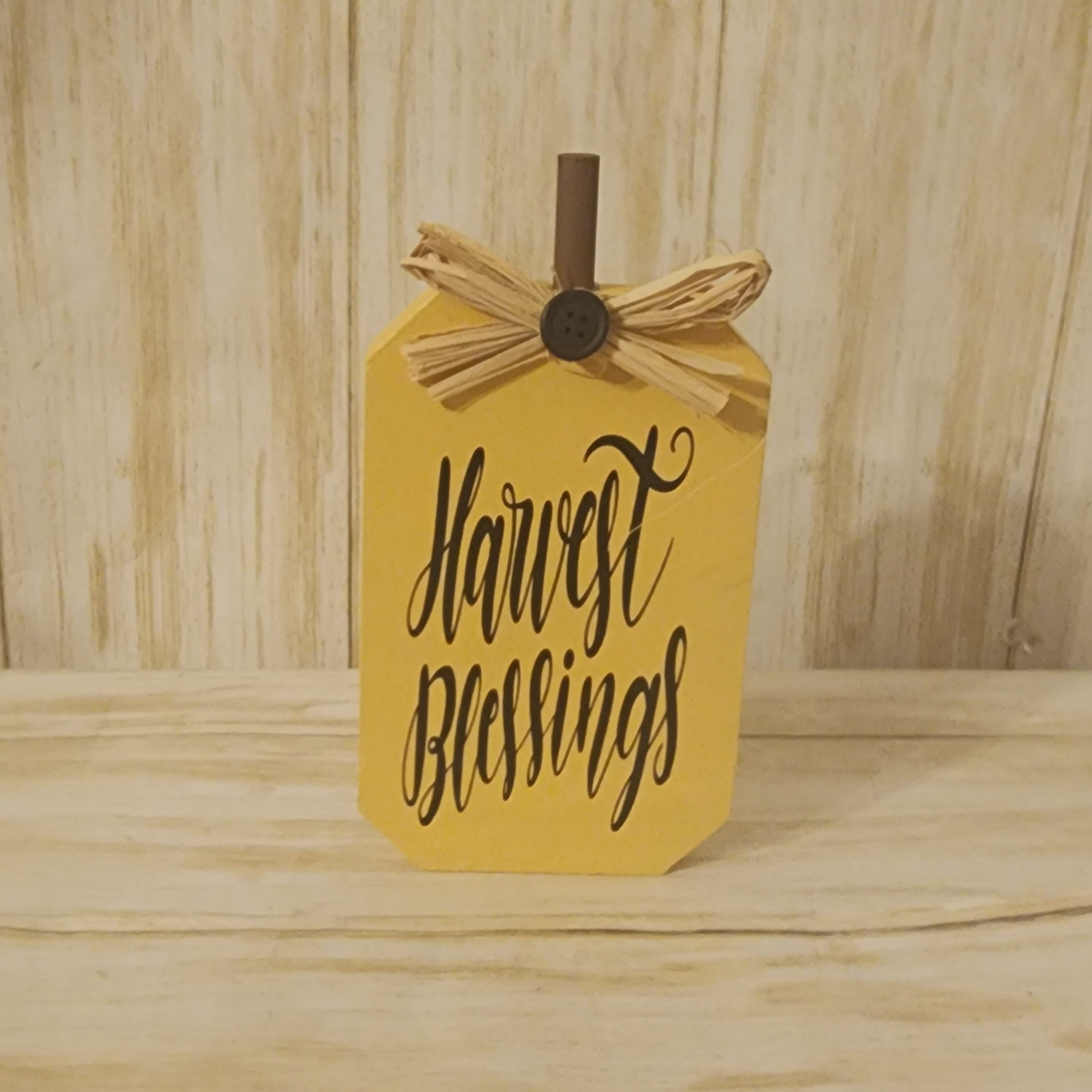 Harvest Blessings Wooden Pumpkin