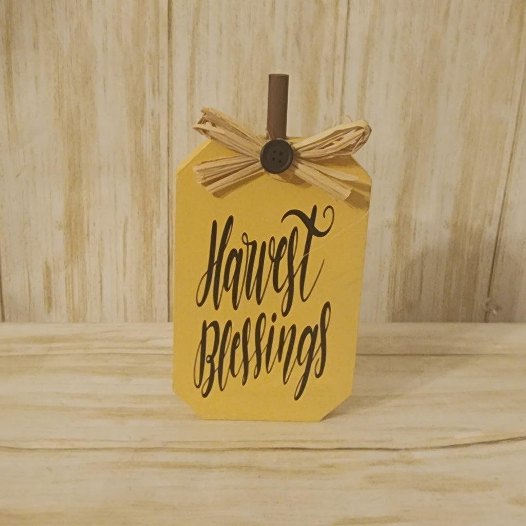 Harvest Blessings Wooden Pumpkin