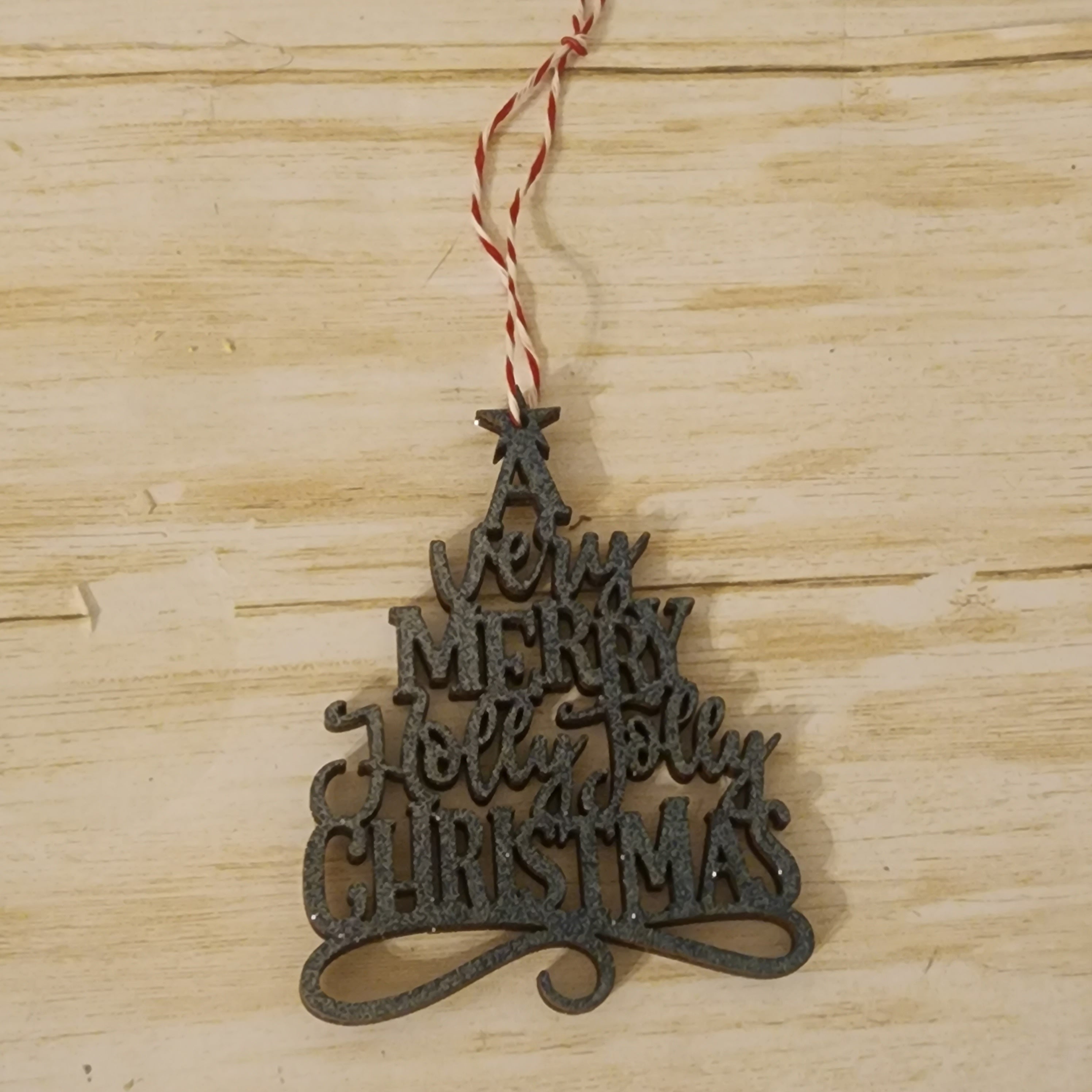 525- A Very Merry Holly Jolly Christmas Wooden Tree Ornament