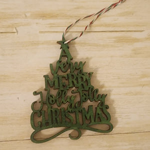 525- A Very Merry Holly Jolly Christmas Wooden Tree Ornament