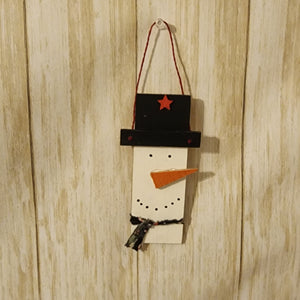 536 - Primitive Shim Snowman Ornament