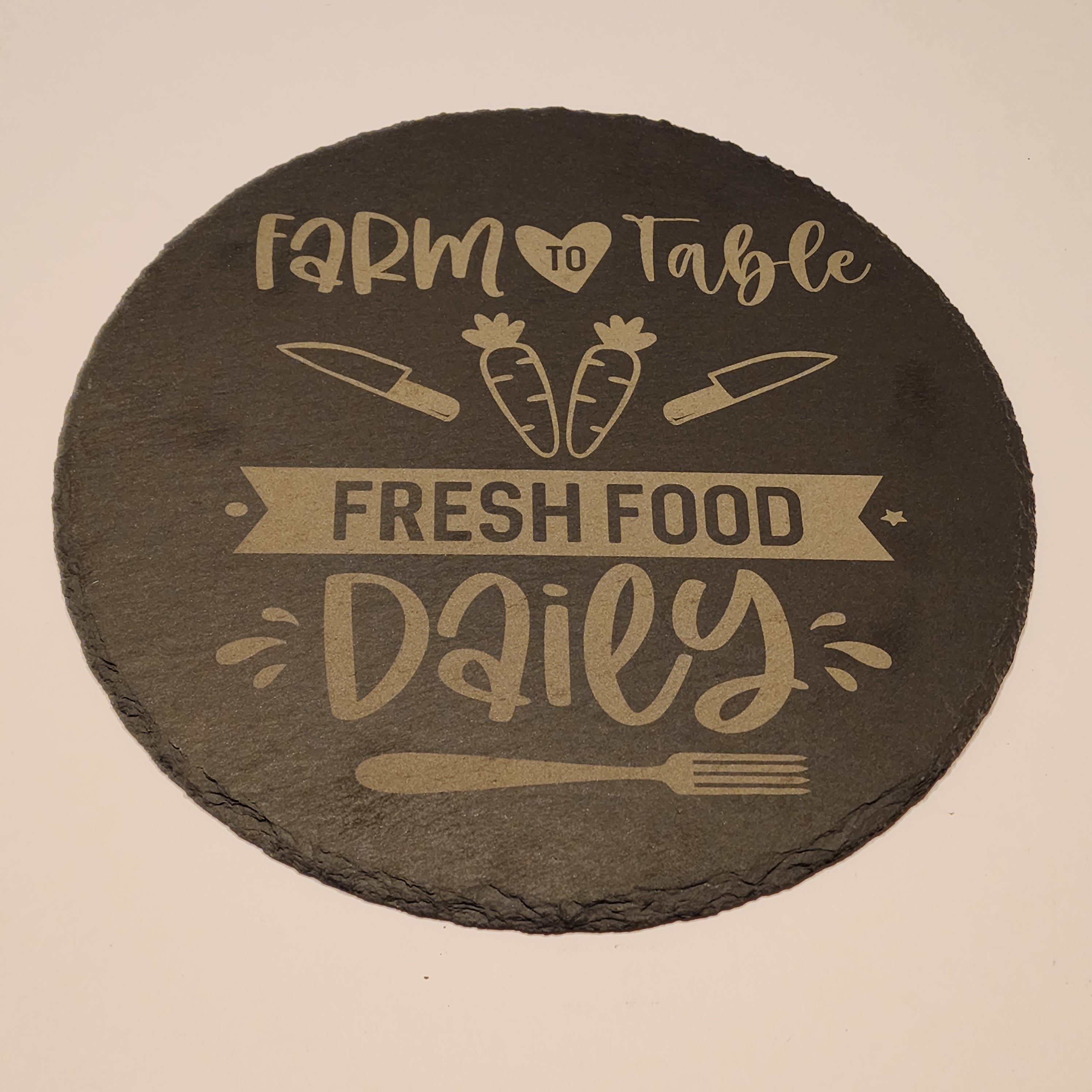 Engraved 9.5" Round Slate Serving Tray
