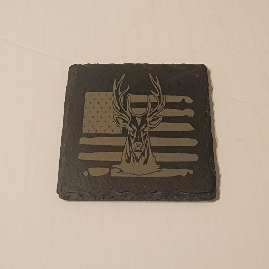 Americana Hunting Engraved Slate Coaster